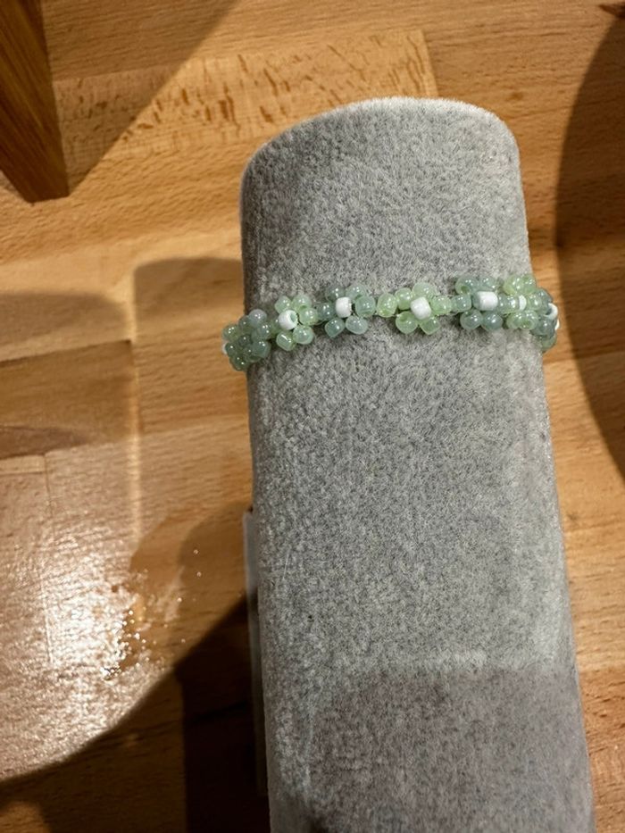 Bracelet fleur vert réglable - photo numéro 2
