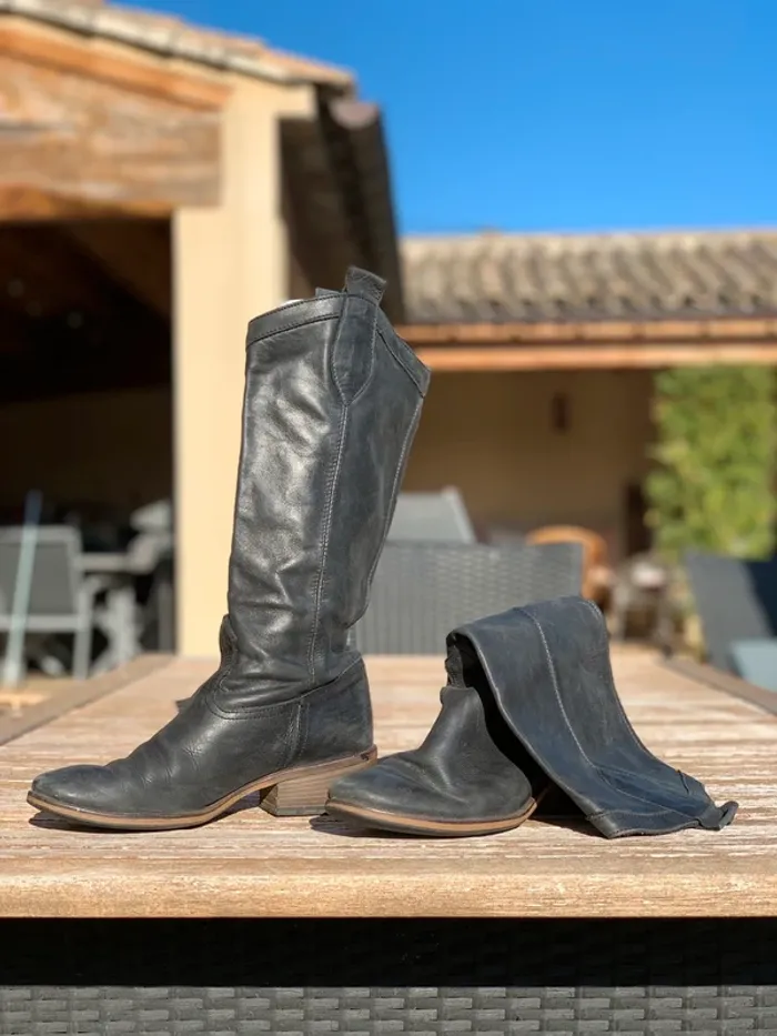 Bottes souples en cuir noir Minelli taille 37
