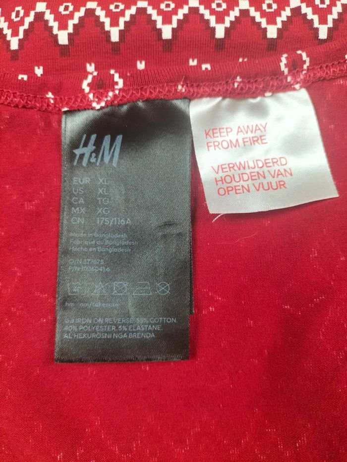 Ensemble pyjama H&M rouge motifs nordiques – Taille XL - photo numéro 5