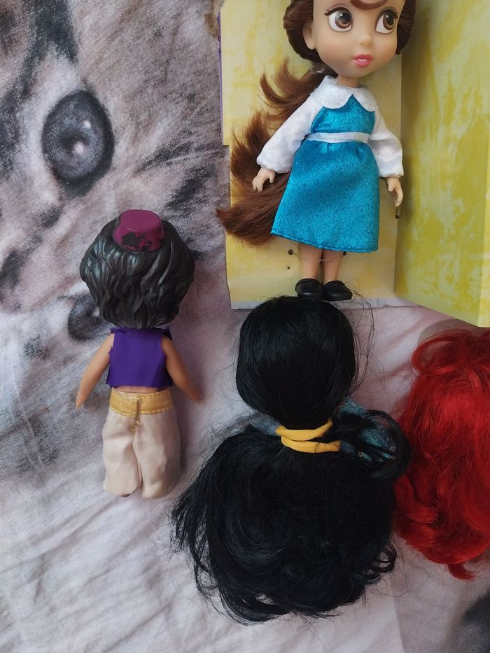 Lot 6 poupées miniatures Animators Princesses Disney Mini-Animators Aladdin Jasmine Pocahontas Belle Ariel Raiponce - photo numéro 6