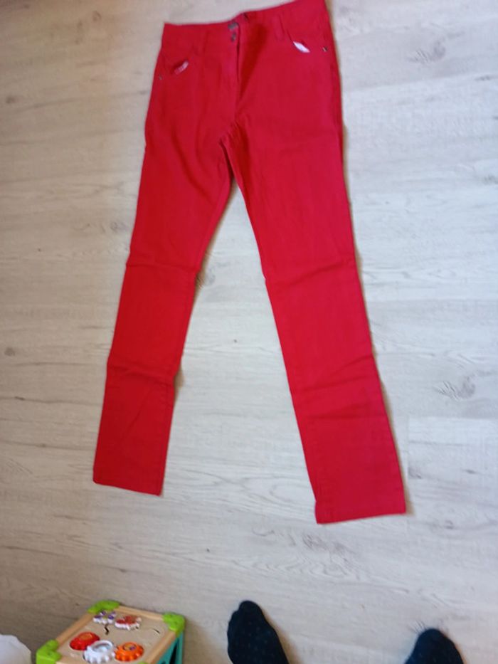 Pantalon 14 ans fille Bilook  slim rouge tbe - photo numéro 2