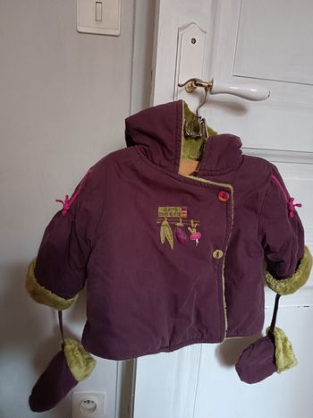 Manteau violet  doublé  9 mois