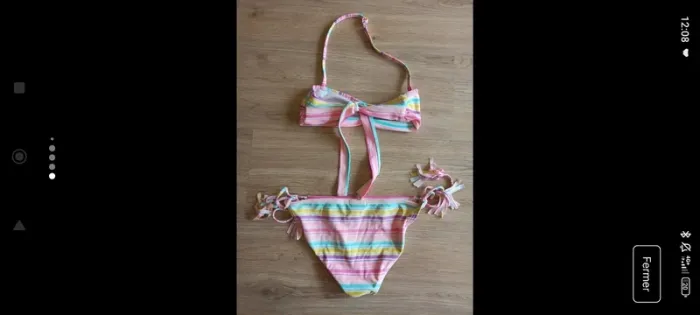 Maillot de bain rayé 2 pièces création française dag Adom 12 ans - photo numéro 6