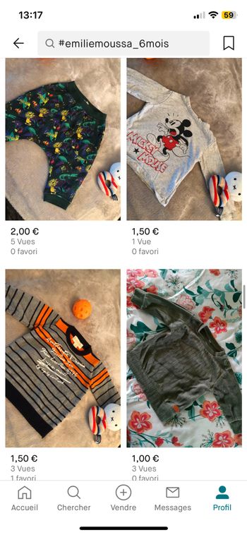 Vend vêtements garçon 6 mois
