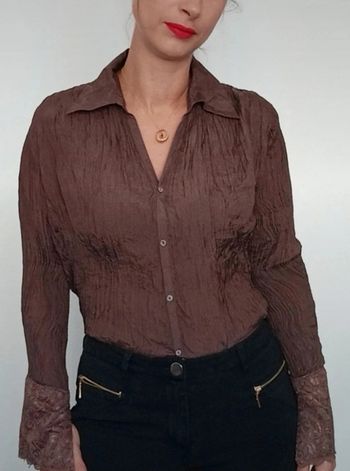 Chemise gaufrée manches évasées chic taille 40