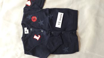 Cardigan manches longues bleu marine + motifs