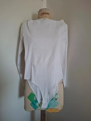 Body blanc neuf côtelé à manches longues - Pull&Bear - taille L