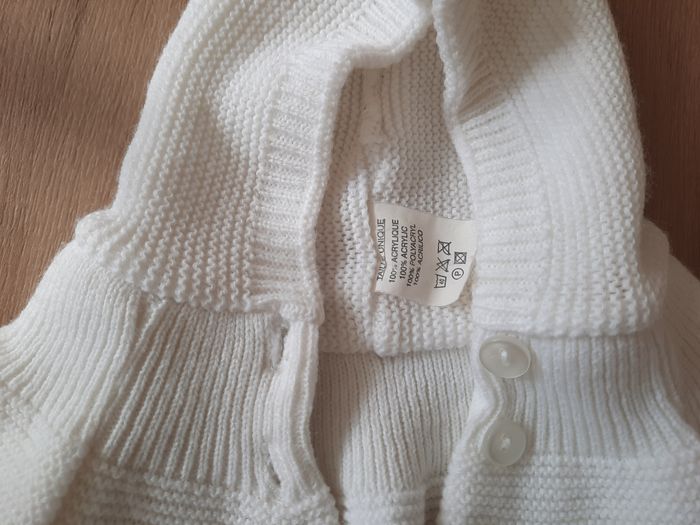 Gilet blanc à capuche bébé épais - photo numéro 4