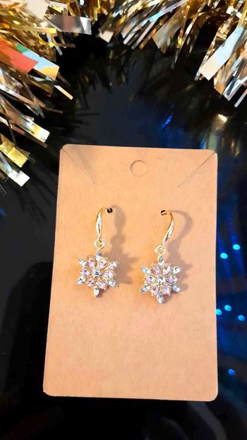 Bijoux Noël | Boucles d’Oreilles neuves Flocons Scintillants