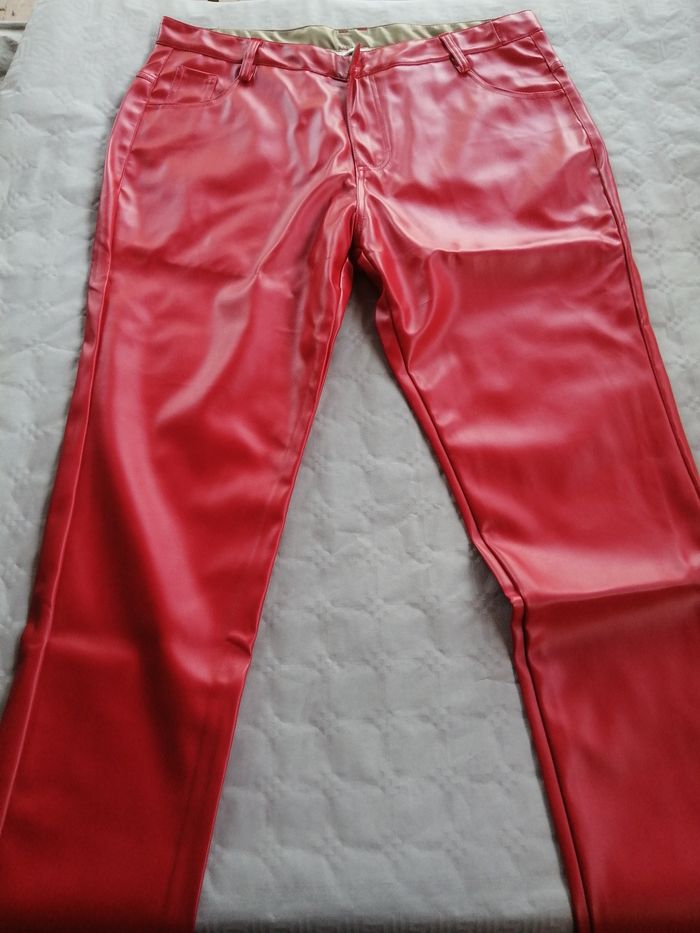 Fetish jean en simili cuir rouge homme t 48 - photo numéro 2