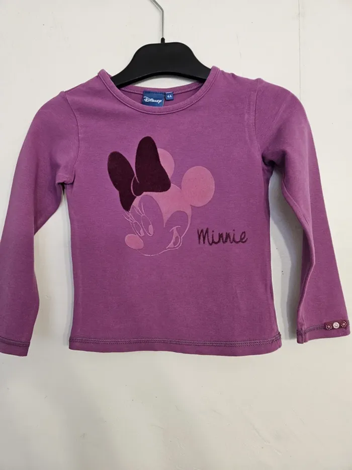 T-shirt à manches longues fille - Taille 4 ans - Disney - Violet