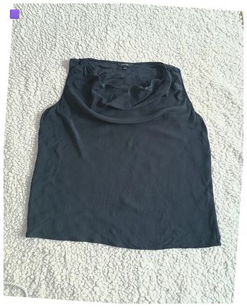 Haut col benitier sans manches noir bleuté fluide Burton, sexy classic