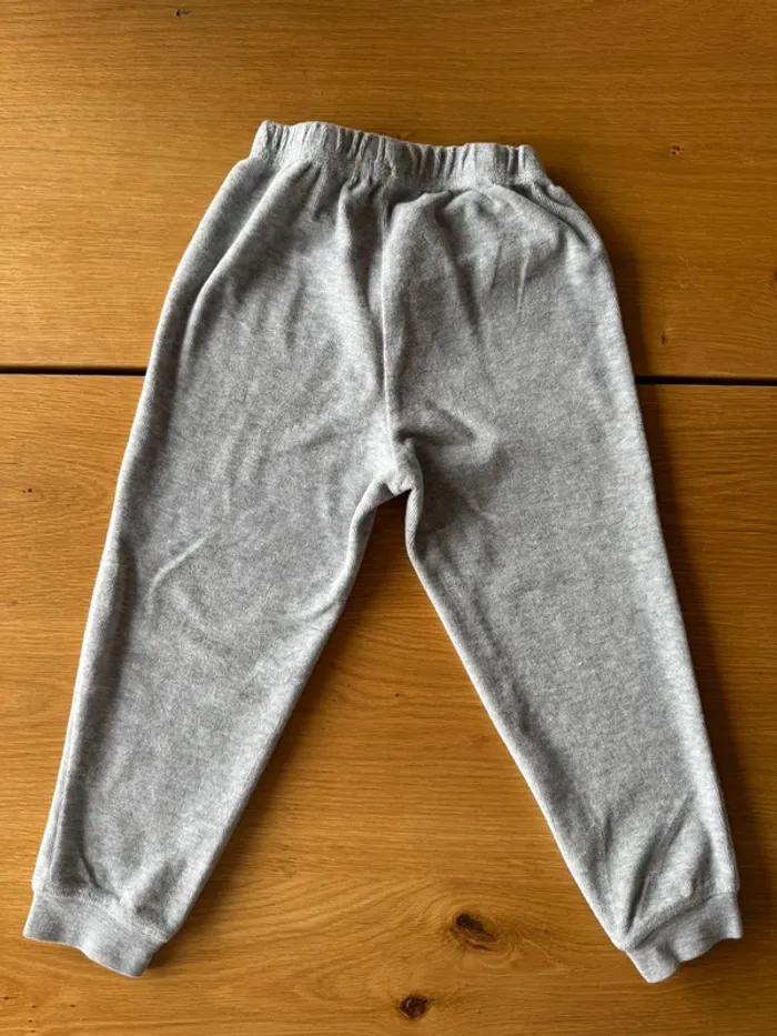Pyjama 2 pièces en velours à ML haut rose pâle et tête de chat, bas gris - Taille 4 Ans - photo numéro 10