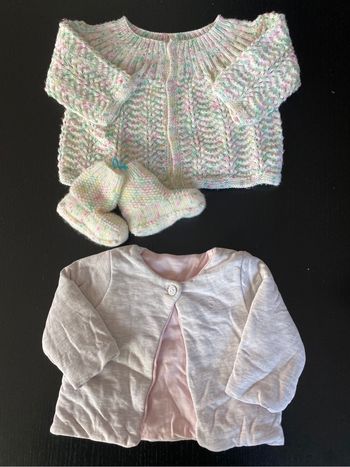 Lot 2 gilets chaussons bébé fille 3 mois chaud hiver