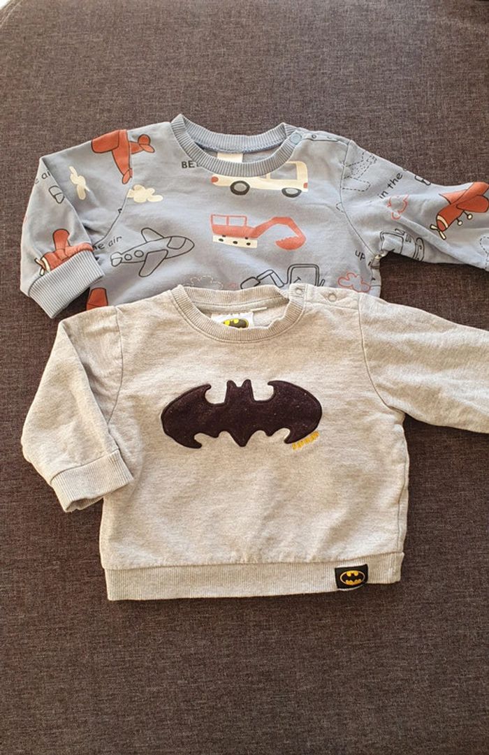 Lot de 2 sweats fins 6-9 mois