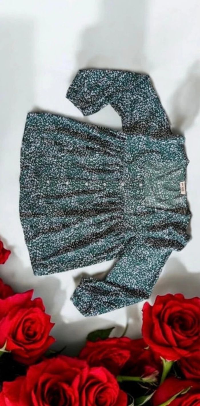🌹 Chemisier fluide vert imprimé femme - Taille 40 - NEUF🌹