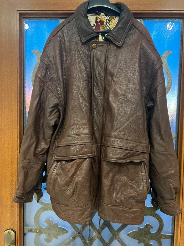 Manteau blouson veste cuir vintage taille L marque Heitorn - photo numéro 11