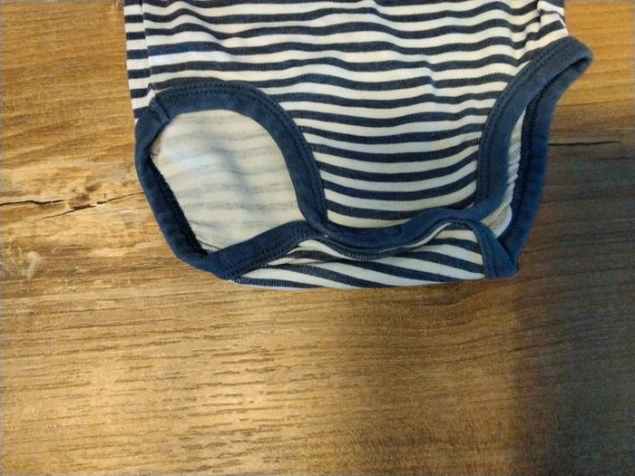 Ensemble body a rayures pantalon et bonnet bébé garçon 3 mois - photo numéro 4