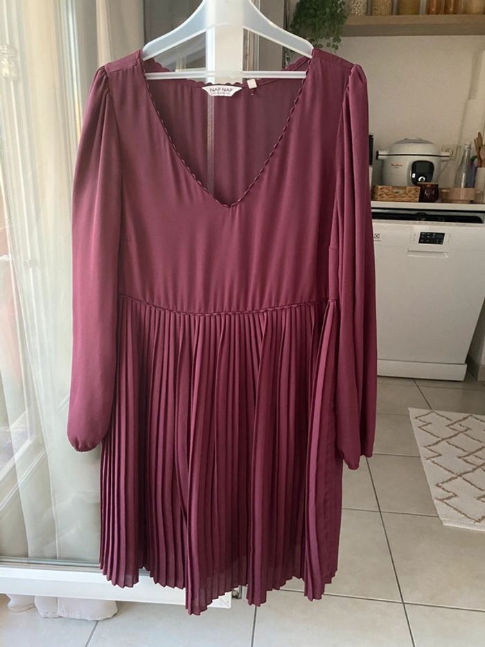Robe plissée bordeaux Naf Naf 38 - photo numéro 8