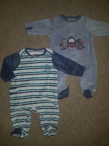 Lot de 2 pyjamas hiver velours garçon noukies 1mois Victor et Lucien