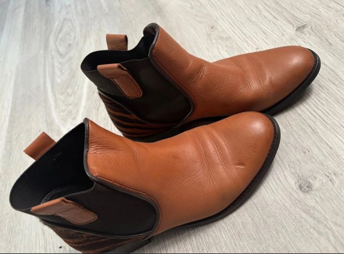 Bottines femme basses camel zébré taille 39