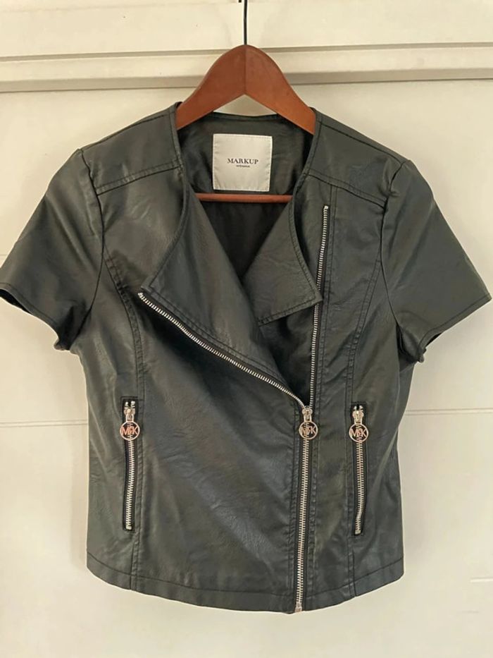 Perfecto cuir noir manches courtes S