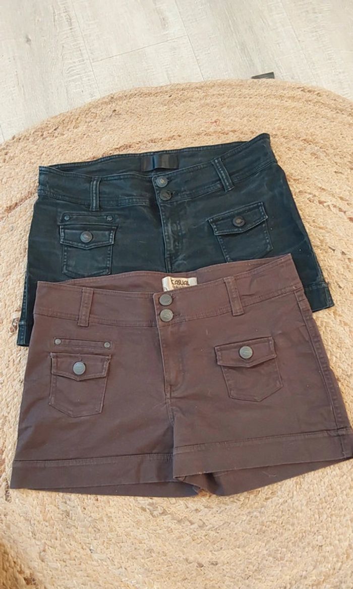 Lot de 3 shorts jean coton  bleu marron Taille 42 - photo numéro 5