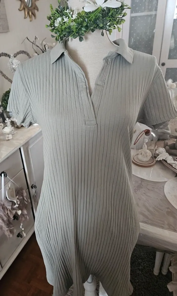 Robe kaki côtelée H & M Taille L Neuve - photo numéro 4