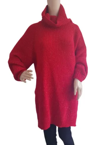 Zyo - Long pull en mailles / tricot - Col roulé - Fils argentés