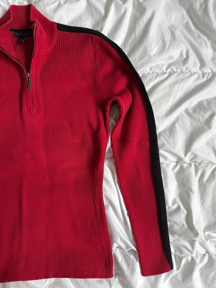 Pull zippé Tommy Hilfiger rouge femme - Taille M - photo numéro 4