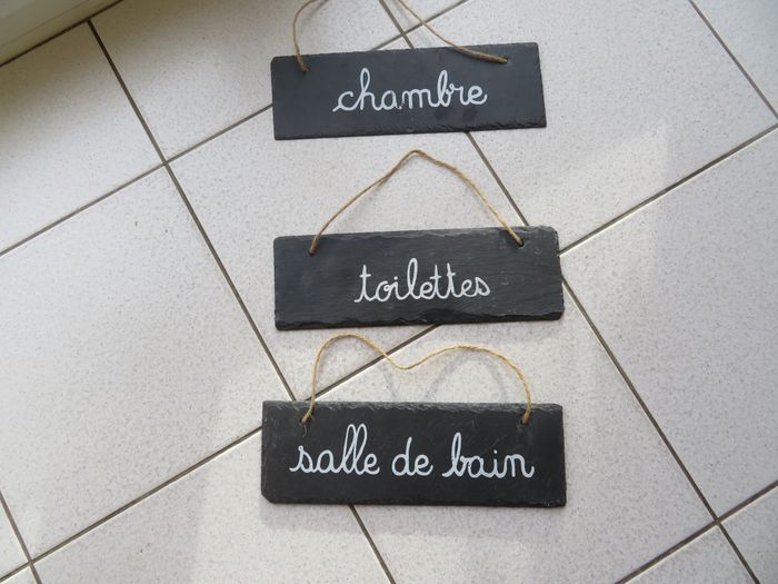3 plaques en ardoise décoratives à accrocher