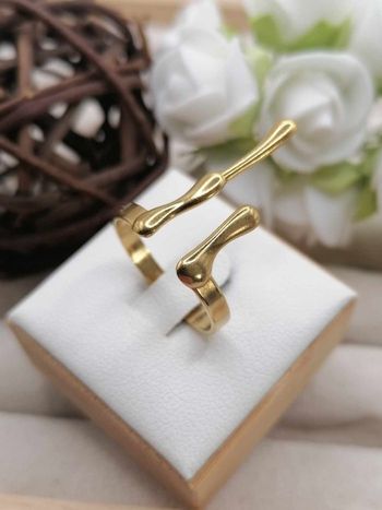 Bague en acier inoxydable ajustable doré 