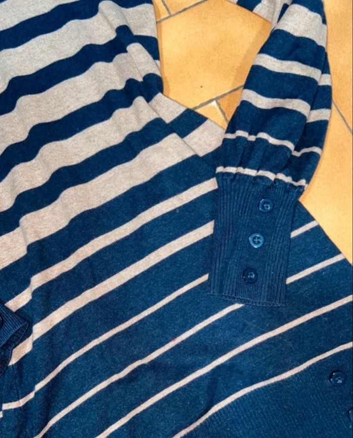 Robe pull rayé beige et bleu marine morgan s - photo numéro 3