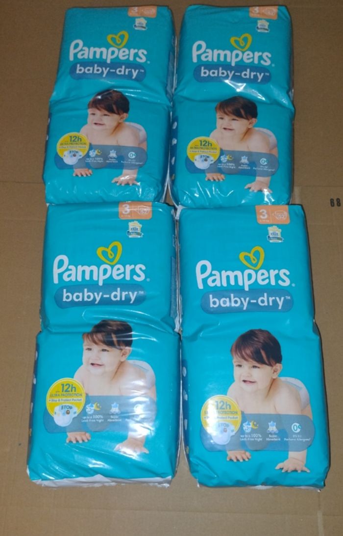 Pampers baby dry taille 3 (4 x 52 couches) 6-10 kg