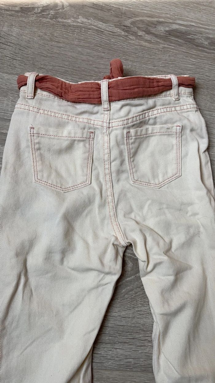 Jean fille blanc cassé / beige 4 ans - photo numéro 5
