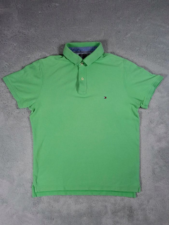 Polo Tommy Hilfiger Manches courtes - Vert Menthe logo brodé - Taille L Hommes - 100% Coton - photo numéro 2