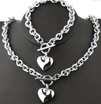 Parure collier bracelet coeur