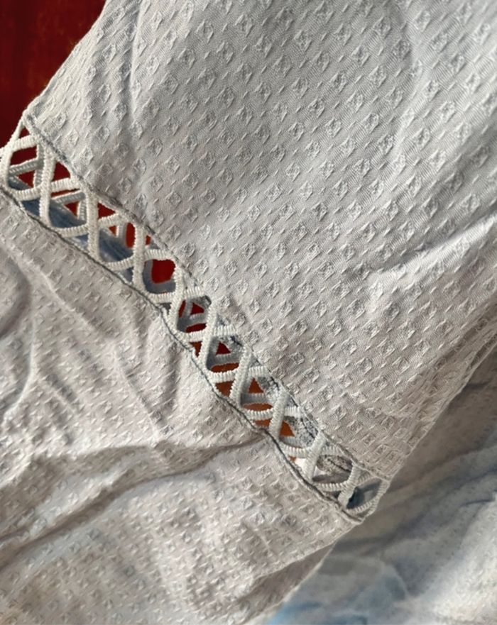 Blouse manches longues col V bleu ciel - photo numéro 3