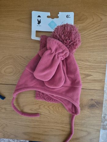 Lot 3 pièces hiver rose fille 6.12 mois neuf