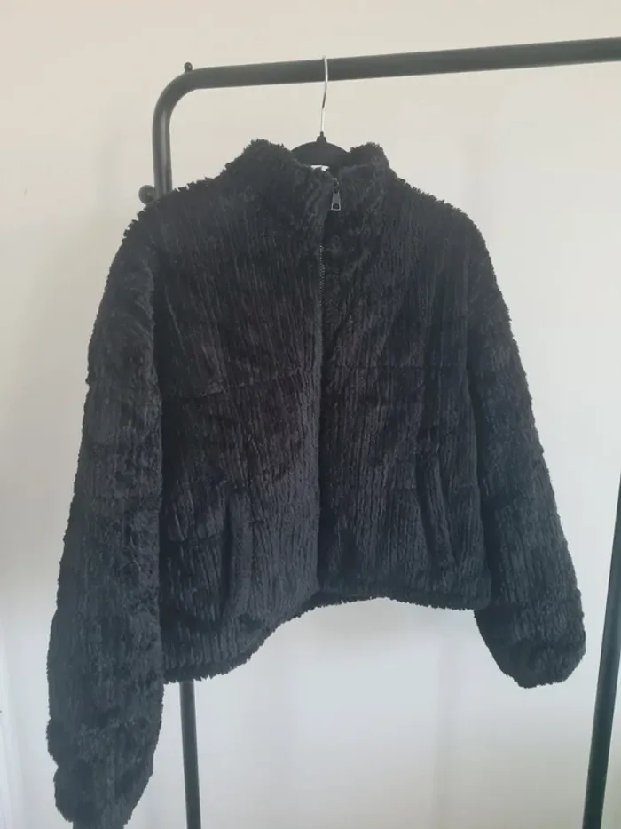 Doudoune velours noir / veste sherpa polaire - photo numéro 2