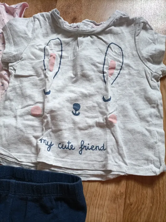 Ensemble t-shirt manches courtes et legging 12 mois - photo numéro 3