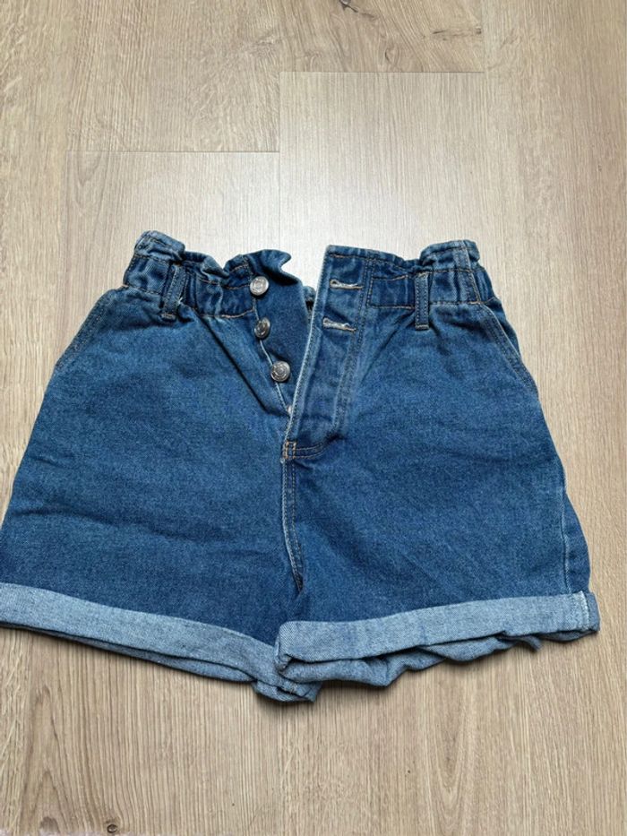Short en jean taille haute court avec boutons