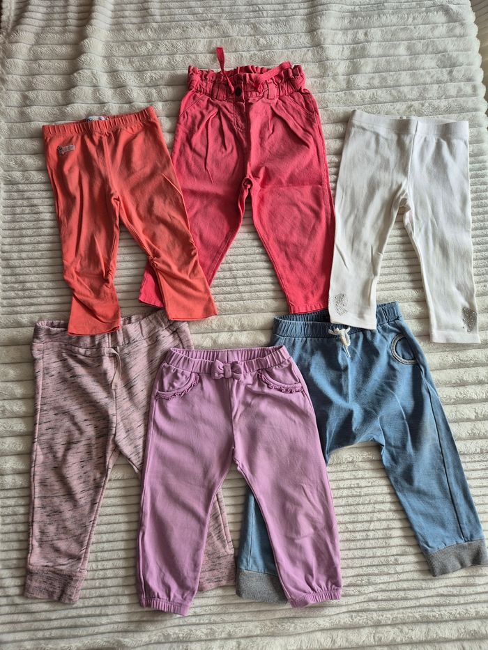 6 pantalons/joggings/leggings fille 18 mois
