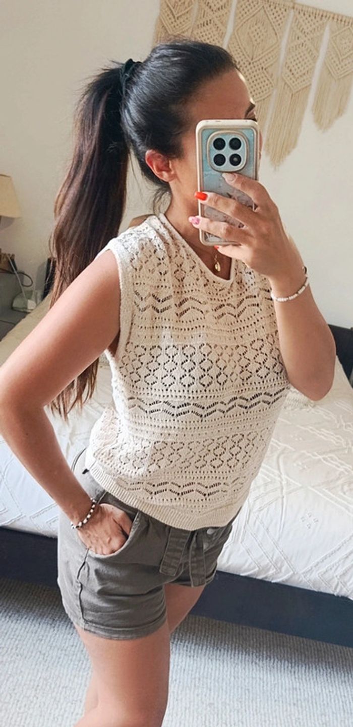 Débardeur top en maille Bonobo Instinct L beige crème - photo numéro 2
