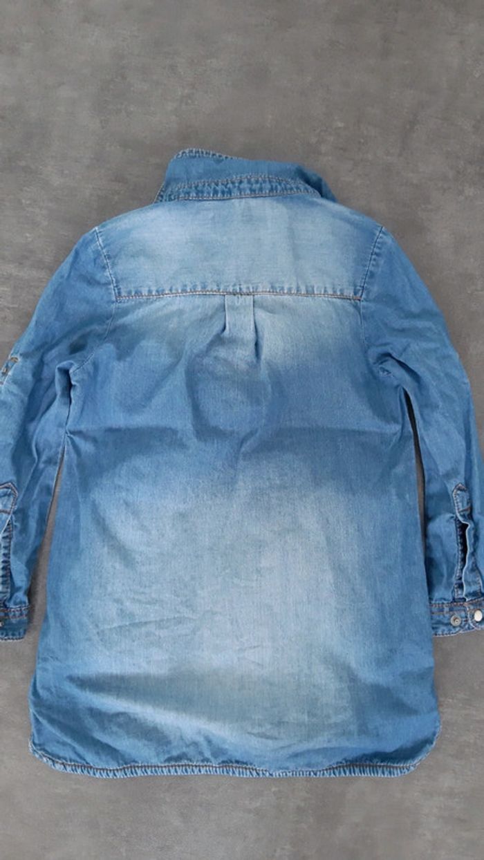 Tunique jeans fille style délavé - photo numéro 3
