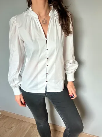 Chemisier fluide Morgan – Blanc, boutons dorés taille 36
