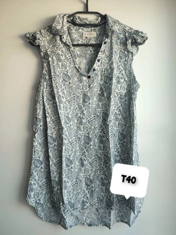 Blouse GDM blanc et bleu