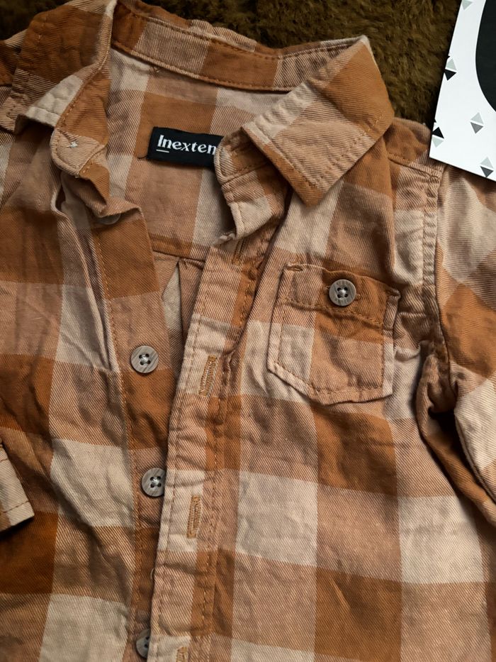 Chemise à carreaux marron IN Extenso t.3m - photo numéro 2