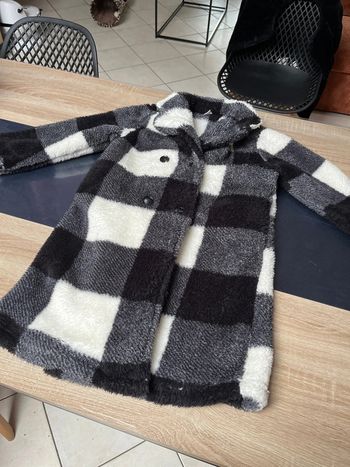 Veste longue trench douce à carreau 7ans