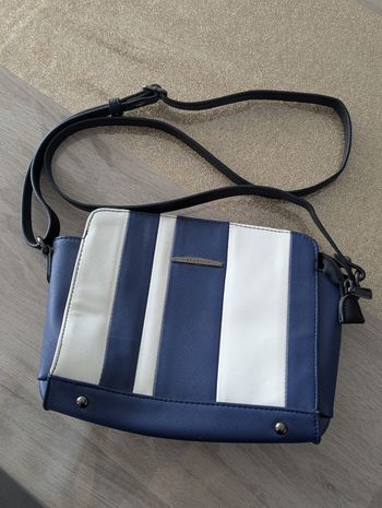 Sac bandoulière Hexagona bleu rayé blanc 